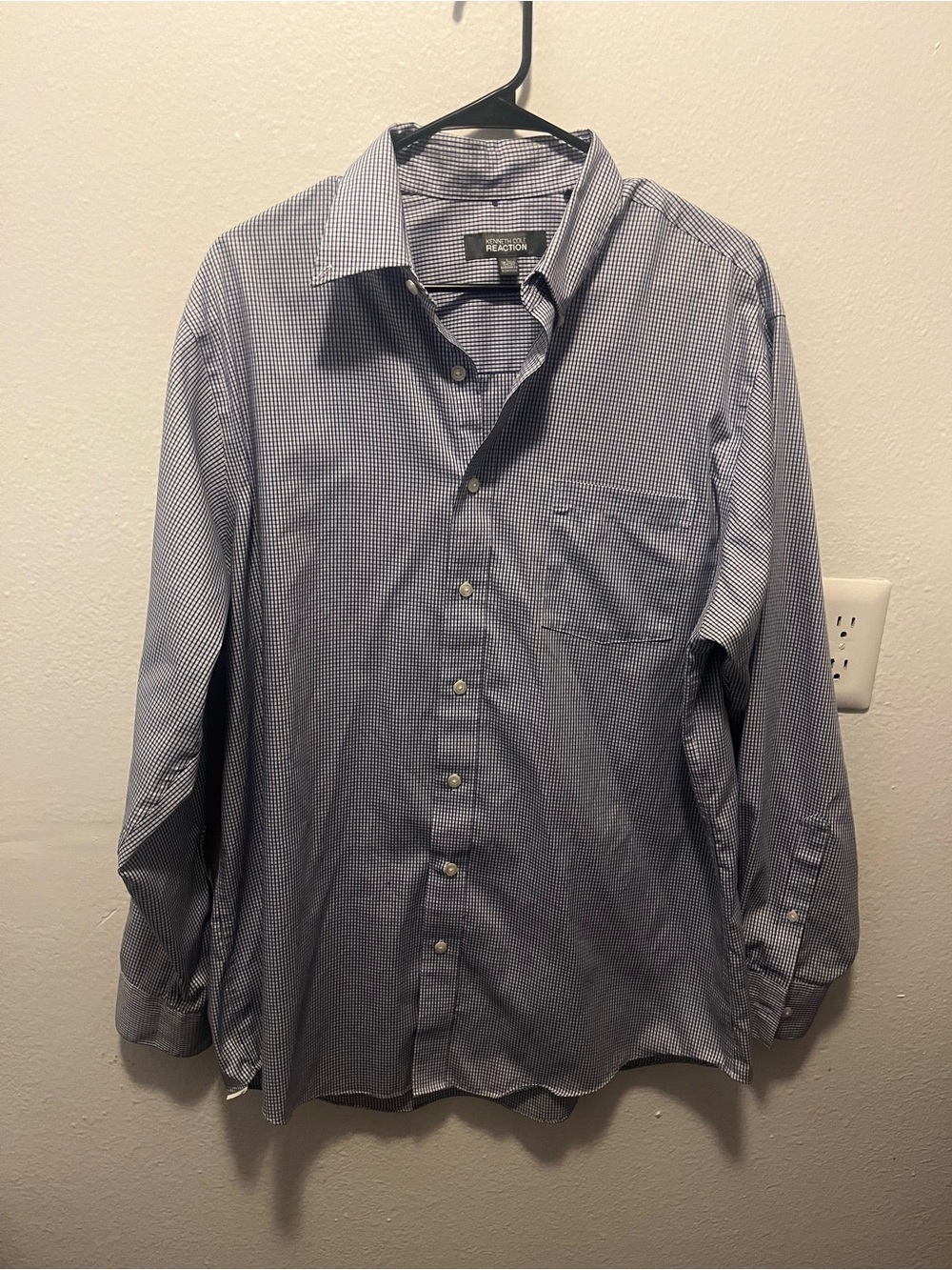 Kenneth Cole Reaction Men's Blue Micro-Check Dress Shirt